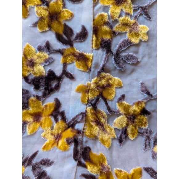 Roolee Darcy Floral Midi Dress Color BurlyWood Sheer Long Sleeves Medium - Picture 12 of 14